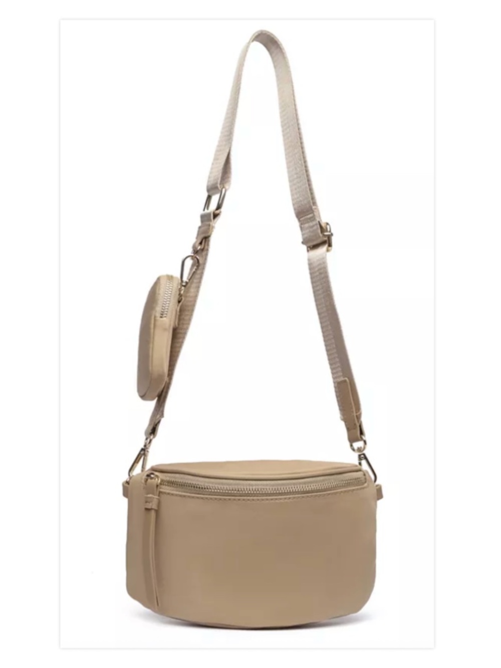 LIKE DREAMS Out of Norm nylon women's sling pack crossbody bag + pouch -NUDE/TAN